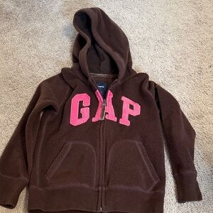GAP Kids Chocolate Hoodie with Pink Lettering